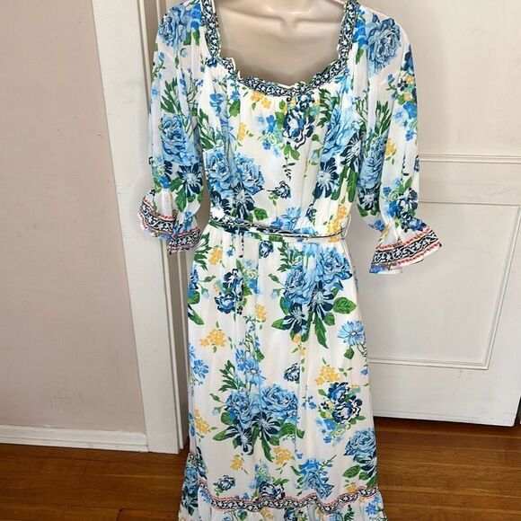 Pinkblush, x Flying Tomato Ivory Floral Off Shoulder Maternity Maxi Dress Nwot M - Picture 6 of 11
